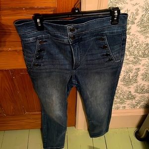 Express denim ankle jeans. Super high rise